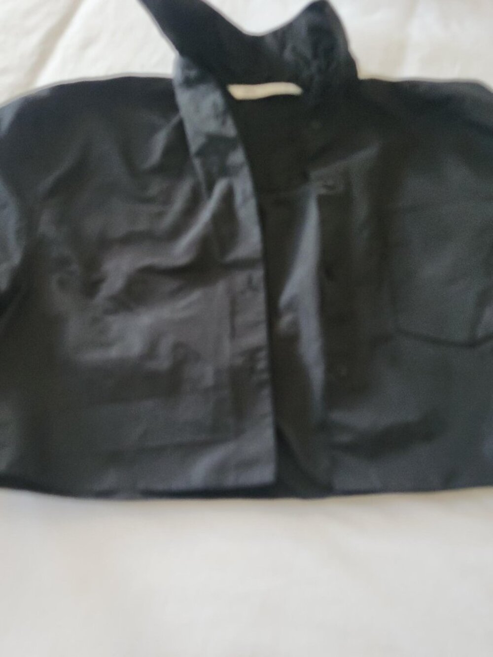 Black nylon blouse. Cropped
